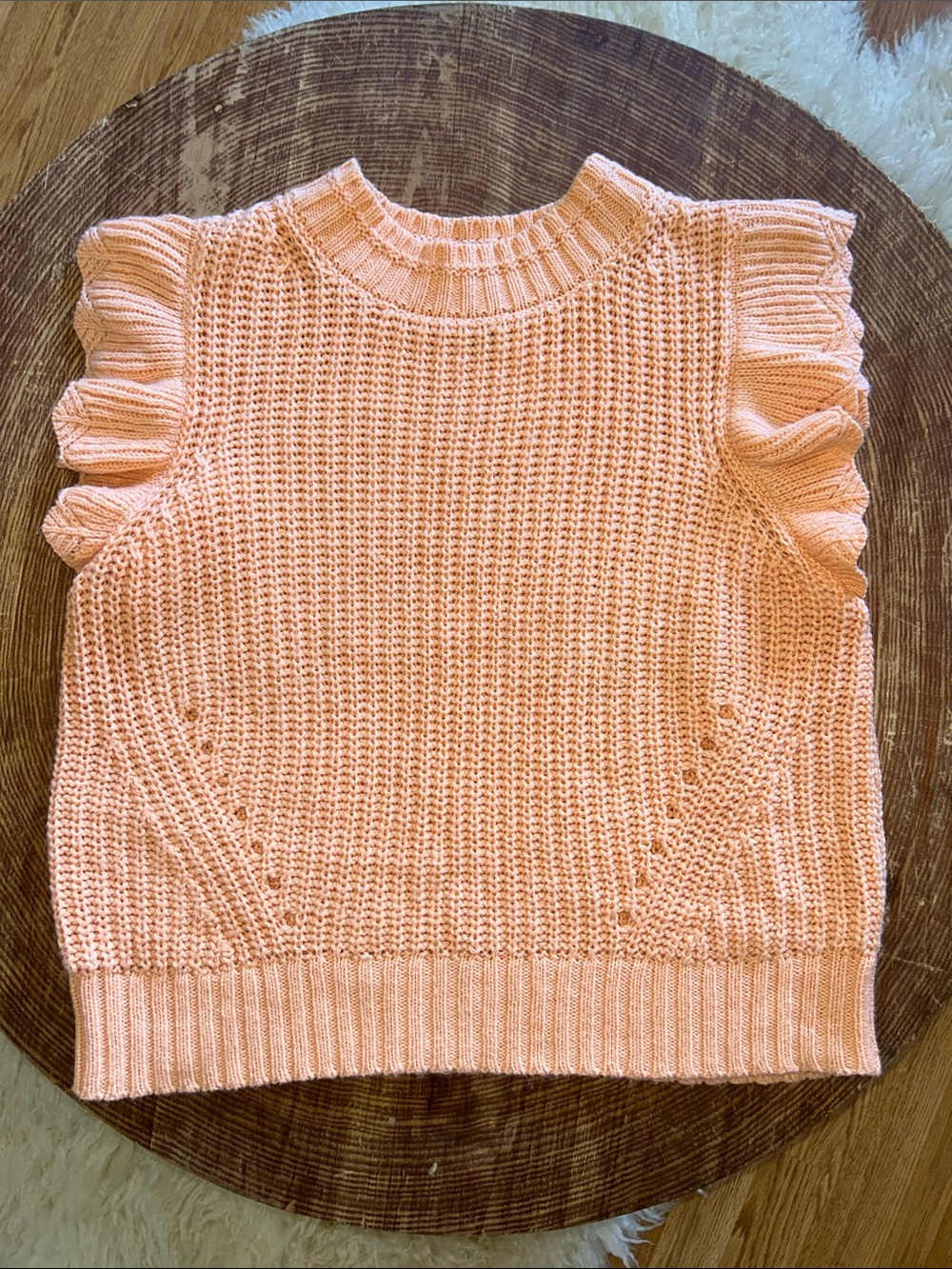 Universal Thread Peach Ruffle Sleeve Crew Sweater